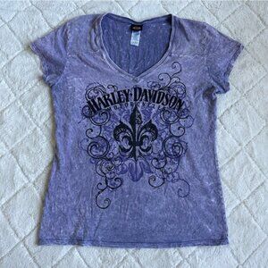 Harley Davidson | Purple & Black Bling Thicket Short Sleeve Tee | Size Large
